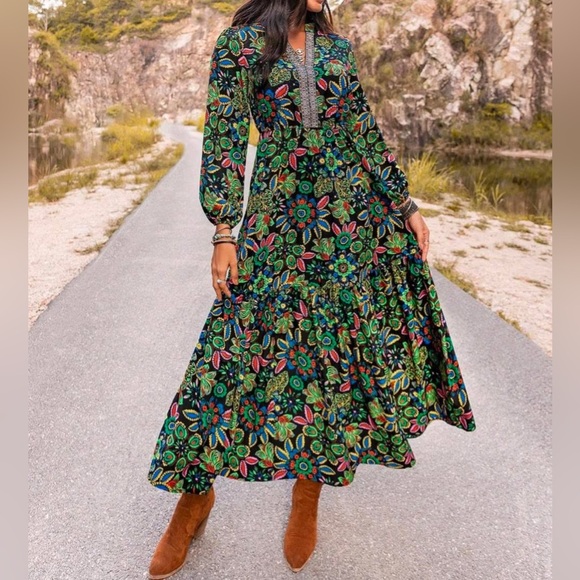 Dresses & Skirts - Rusttydust Bohemian Print Dress Size M NWT